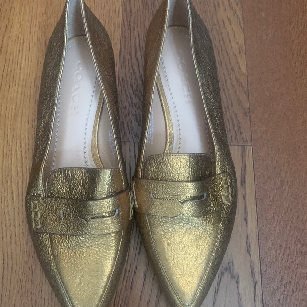 Coach Gold Leather Naomi Loafer Shoes